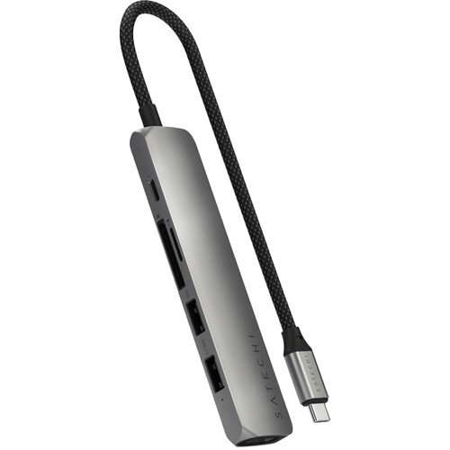 Satechi Slim USB-C 6-in-1 Multi-Port Adapter (Gray)