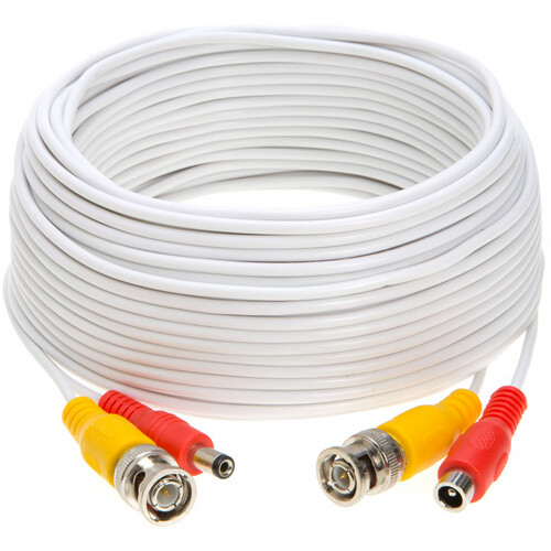 SatMaximum BNC/M+DC5521/M to BNC/M+DC5521/F Cable (100' White)