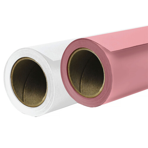 Savage 9 x 36' Background Paper (#66 Pure White #3 Coral 2-Pack)