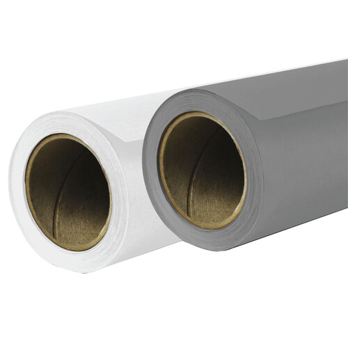 Savage 9 x 36' Background Paper (#66 Pure White #56 Fashion Gray 2-Pack)