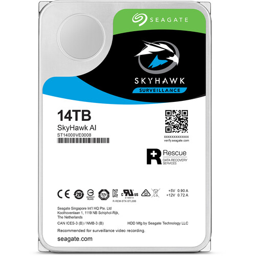 Seagate 14TB SkyHawk AI 7200 rpm SATA III 3.5 "Unidad de disco duro de vigilancia interna