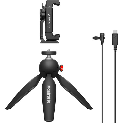 Sennheiser XS LAV USB-C Mobile Kit with Mic Manfrotto Pixi Stand Clamp with Cold-Shoe Pouch & More
