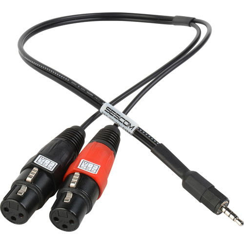 Sescom Dual Female XLR to 3.5mm TRRS Plug - Line to Mic Level Summing Cable for Mobile Devices (12