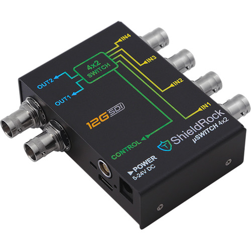 ShieldRock Switch 4x2 12G-SDI Switch with RS-232 & USB Type-C Control
