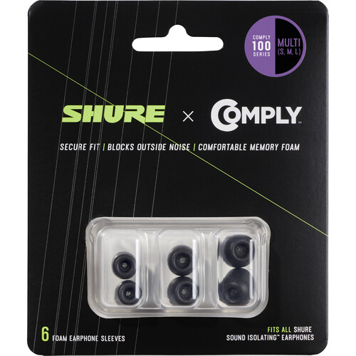 Shure 100 Series Comply Foam Sleeves for Shure Earphones (S M L 1 Pair Each)