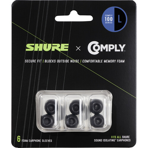 Shure 100 Series Comply Foam Sleeves for Shure Earphones (Large 3 Pair)