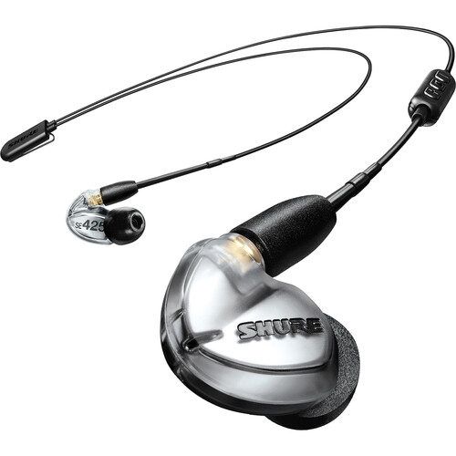 Shure SE425 Wireless Sound-Isolating Earphones with Bluetooth 5.0 and 3.5mm In-Line Remote/Mic Cables (Silver)