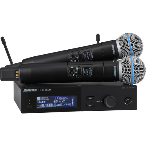 Shure SLXD24+/B58 Dual-Channel Digital Wireless Handheld Microphone System with Beta 58A Capsules (G57: 470 to 608 MHz)