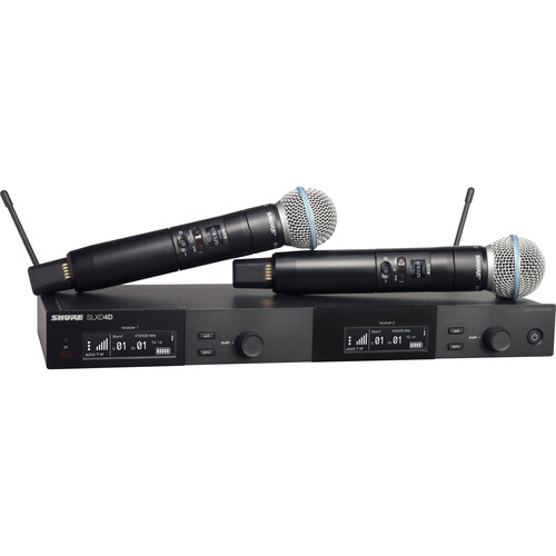 Shure SLXD24D/B58 Dual-Channel Digital Wireless Handheld Microphone System with Beta 58A Capsules (H55: 514 to 558 MHz)