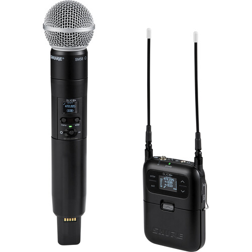 Shure SLXD25+/58 Digital Camera-Mount Wireless Handheld Microphone System with SM58 Capsule (G57: 470 to 608 MHz)