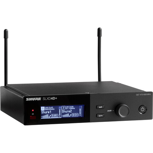 Shure SLXD4D+ Dual-Channel Digital Wireless Rackmount Receiver (TAA Compliant G57: 470 to 608 MHz)