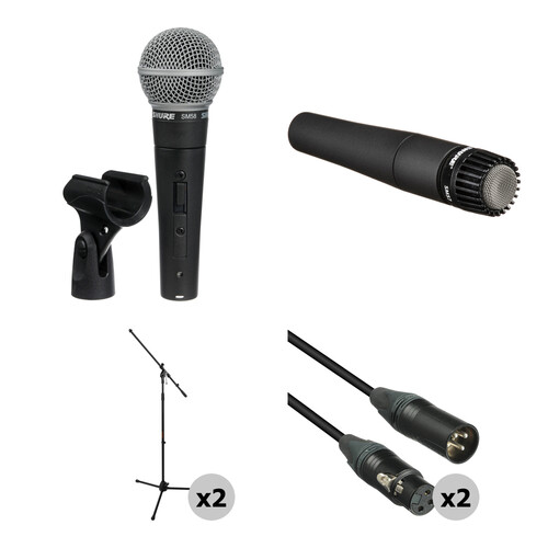 Shure SM58S & SM57-LC Mics, Stands, and Cables Kit B&H