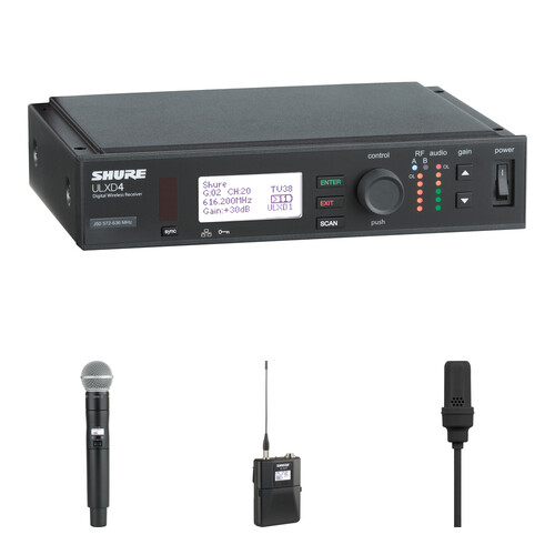 Shure ULX-D Digital Wireless Combo Microphone Kit with SM58 Capsule & MX150 Lavalier (H50: 537 to 598 MHz)