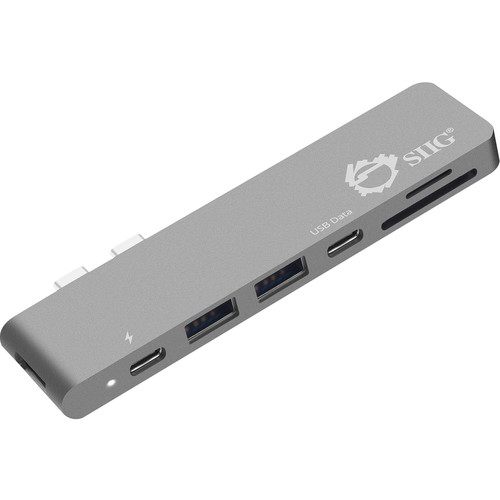 SIIG Dual USB Type-C Hub with HDMI Card Reader and Power Delivery (Space Gray)