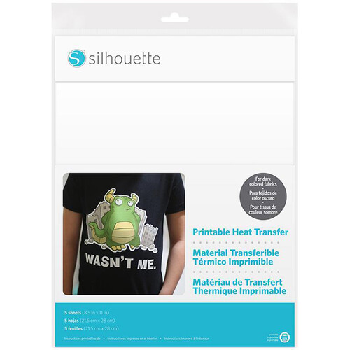 Silhouette Printable Heat Transfer Material for Dark Fabrics (8.5 x 11