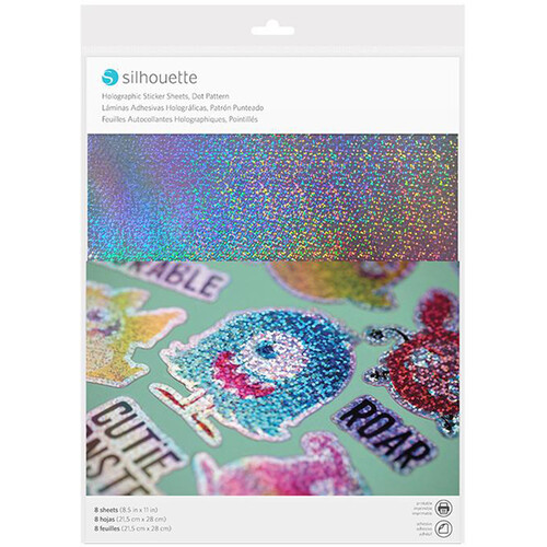 Silhouette Sticker Paper (Holographic Dots 8 Sheets)