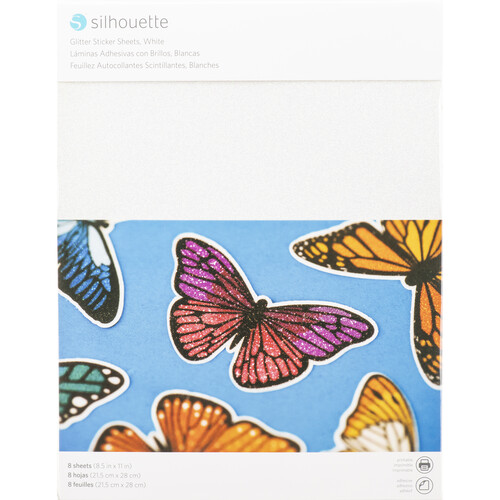 Silhouette Sticker Paper (White Glitter 8 Sheets)