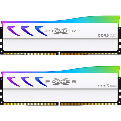 Silicon Power 64GB Storm DDR5 6000 MHz UDIMM Memory Kit with Heat Sink (2 x 32GB White)