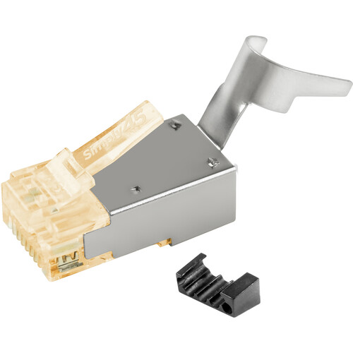 Simply45 ProSeries Cat 7a/7/6a STP Shielded External Ground Pass-Through Modular Plug (Orange 50-Piece Jar)