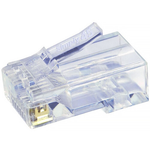 Simply45 Pass-Through Cat5e UTP RJ45 Connector (Blue Tint 20-Pack)