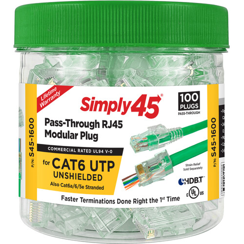 Simply45 Cat 6 UTP Unshielded RJ45 Pass-