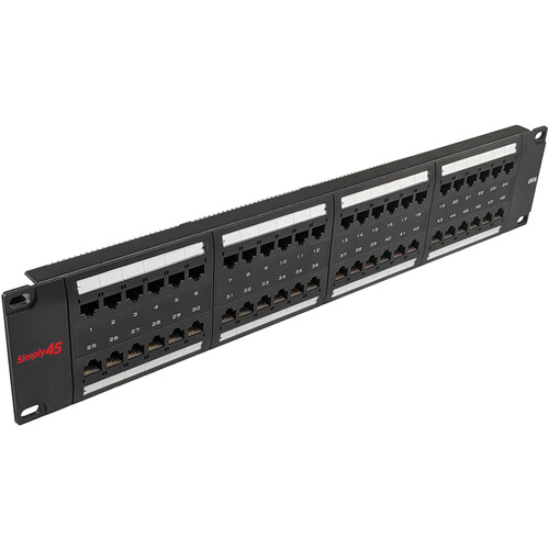 Simply45 48 Port Loaded UTP Patch Panel (Cat5e 2 RU)