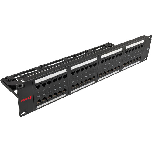 Simply45 48 Port Loaded UTP Patch Panel (Cat6 2 RU)