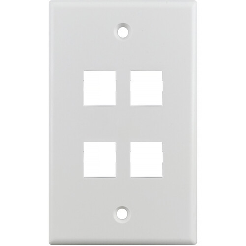 Simply45 S45-3204W-25 4-Port Single-Gang Keystone Wall Plate (White 25-Pack)