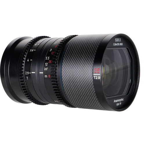 Sirui Saturn 35mm T2.9 1.6x Carbon Fiber Full-Frame Anamorphic Lens (E Mount Blue Flare)