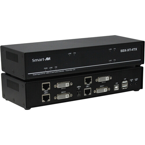 Smart-AVI Quad-Head DVI-D USB 2.0 Audio Cat 5/5e/6 Extender Transmitter