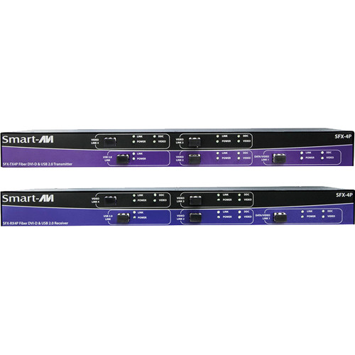 Smart-AVI SFX-4P 4-Port DVI-D and USB 2.0 Fiber Extender Set