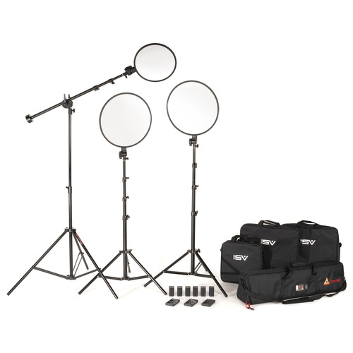 Smith-Victor Edge360 Daylight LED 3-Light with Boom Power Kit