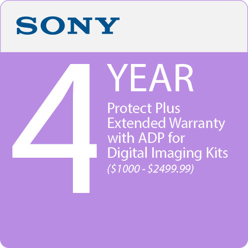 Sony 4-Year Protect Plus Extended Warranty with ADP for Digital Imaging Kits ($1000 - $2499.99)