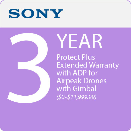 Sony 3-Year Protect Plus Extended Warranty with ADP for Airpeak Drones with Gimbal ($0-$11999.99)