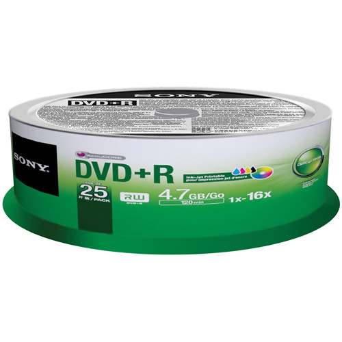 Sony 16x DVD+R Discs (25Pack Spindle, White) 25DPR47PP B&H