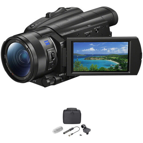 Sony FDRAX700 4K Camcorder & XLR Shotgun Mic Kit B&H Photo