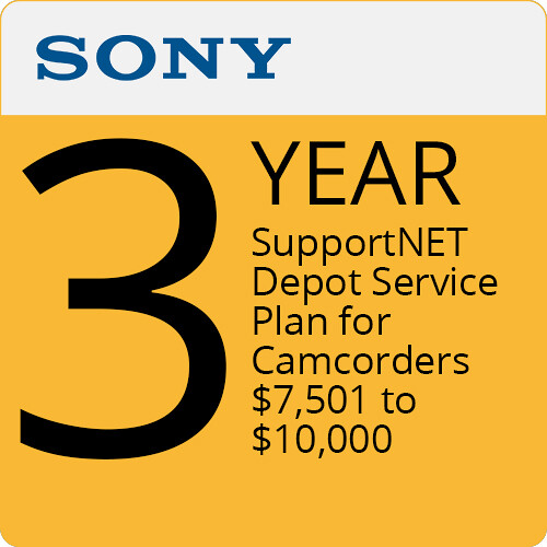Sony 3-Year SupportNET Depot Service Plan for Professional Camcorders and Cameras ($7501 to $10000)