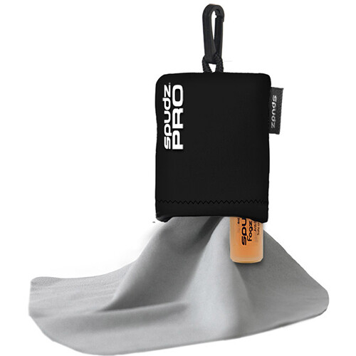 Spudz PRO Premium Lens Cloth with FogzOff Anti-Fog Spray (Black 10 x 10