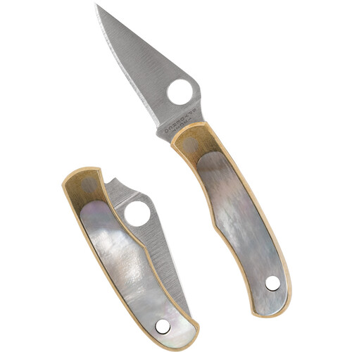 Spyderco Bug Micro (Satin Blade Nickel Silver with Abalone Handle)