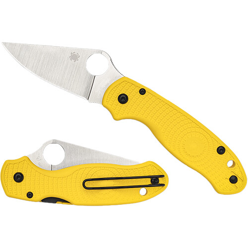 Spyderco Para 3 Salt Lightweight Folding Knife (Satin Plain Blade Yellow Handles)
