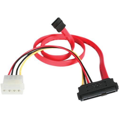 StarTech SAS 29 Pin to SATA Cable with LP4 Power (Red 18