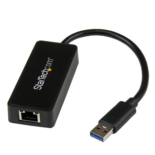 StarTech USB 3.0 to Gigabit Ethernet Adapter NIC with USB Port (Black)