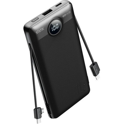 Statik 6-in-1 Powerbank with Built-In Charger (10000mAh Black)