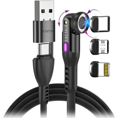 Statik 360 Pro 100W Universal Magnetic Charging Cable (10')