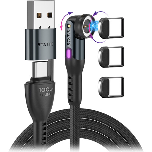 Statik 360 Pro 100W USB-C Magnetic Charging Cable (3.3')