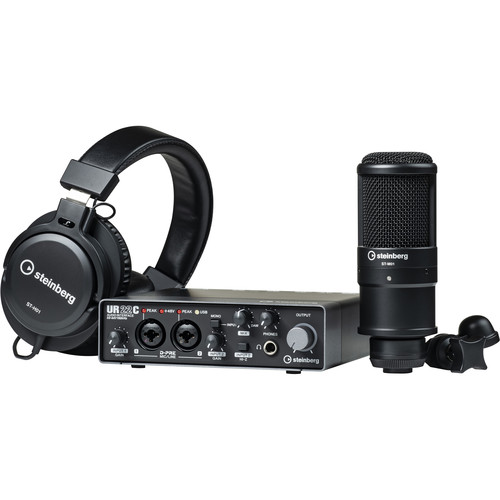 Steinberg UR22C Recording Pack with 2x2 USB Gen 3.1 Audio Interface Headphones & Studio Mic