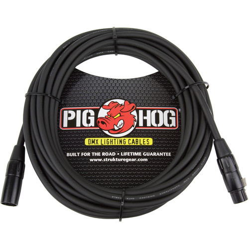 Pig Hog PHDMX25 3-Pin DMX Lighting Cable, 25 Feet,Black