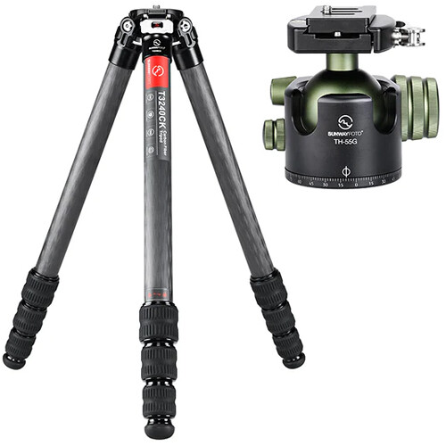 Sunwayfoto T3240CK Knight Series Carbon Fiber Tripod with TH-55G&nbspLow-Profile Ball Head