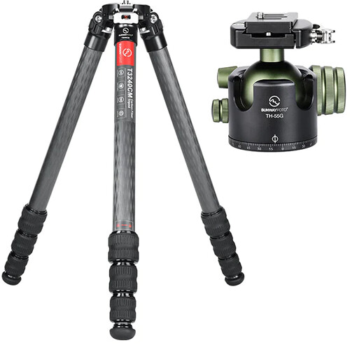 Sunwayfoto T3240 Master Series Carbon Fiber Tripod and TH-55G&nbspLow-Profile Ball Head