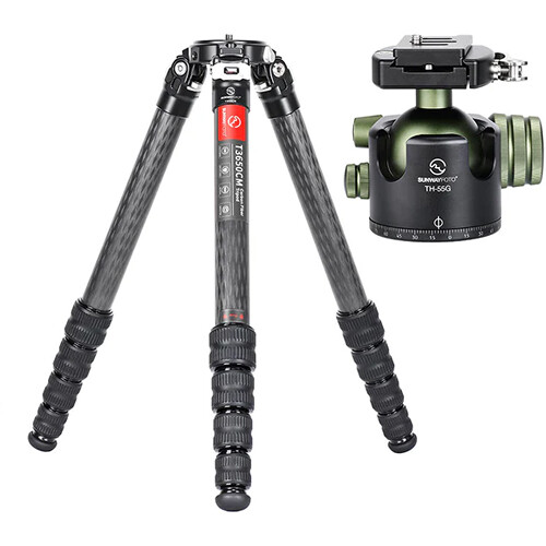 Sunwayfoto T3650CM Master Series Carbon Fiber Tripod with TH-55G&nbspLow-Profile Ball Head